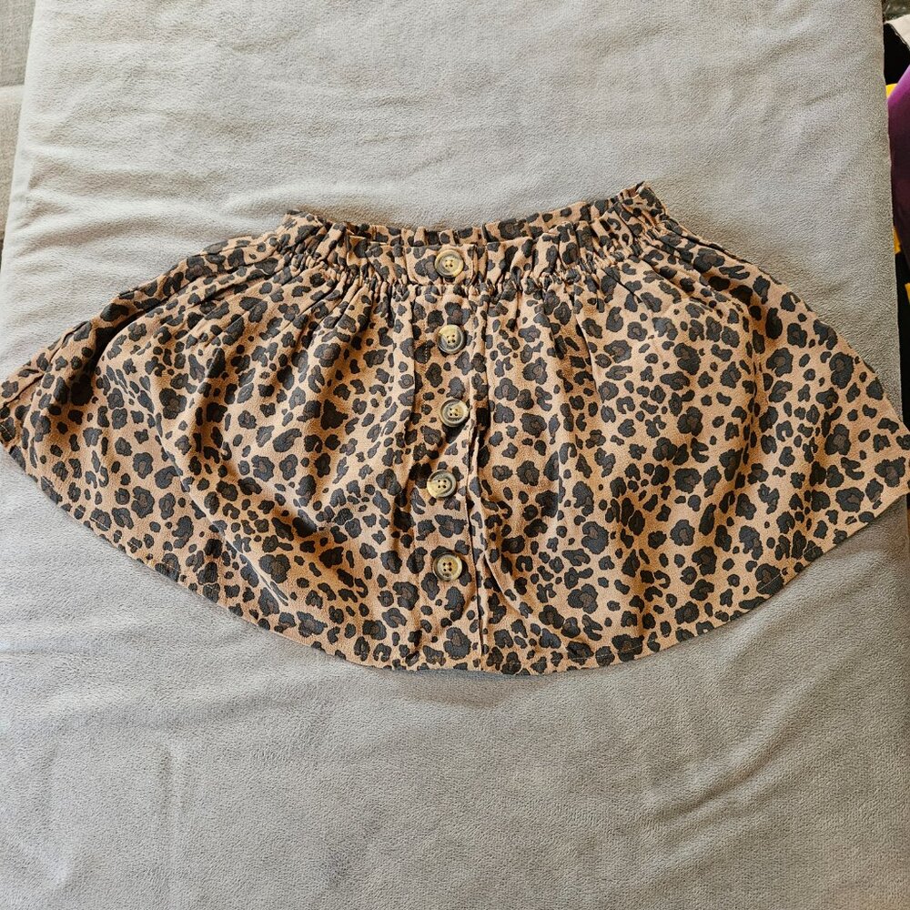 American Eagle Leopard Print Mini Skirt with Buttons - Size Small